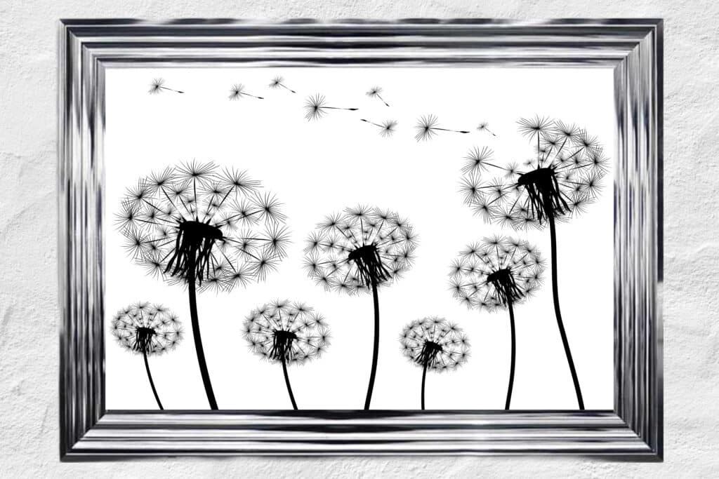 Dandelion Field Blowing Left In the Wind - Framed Wall Art
