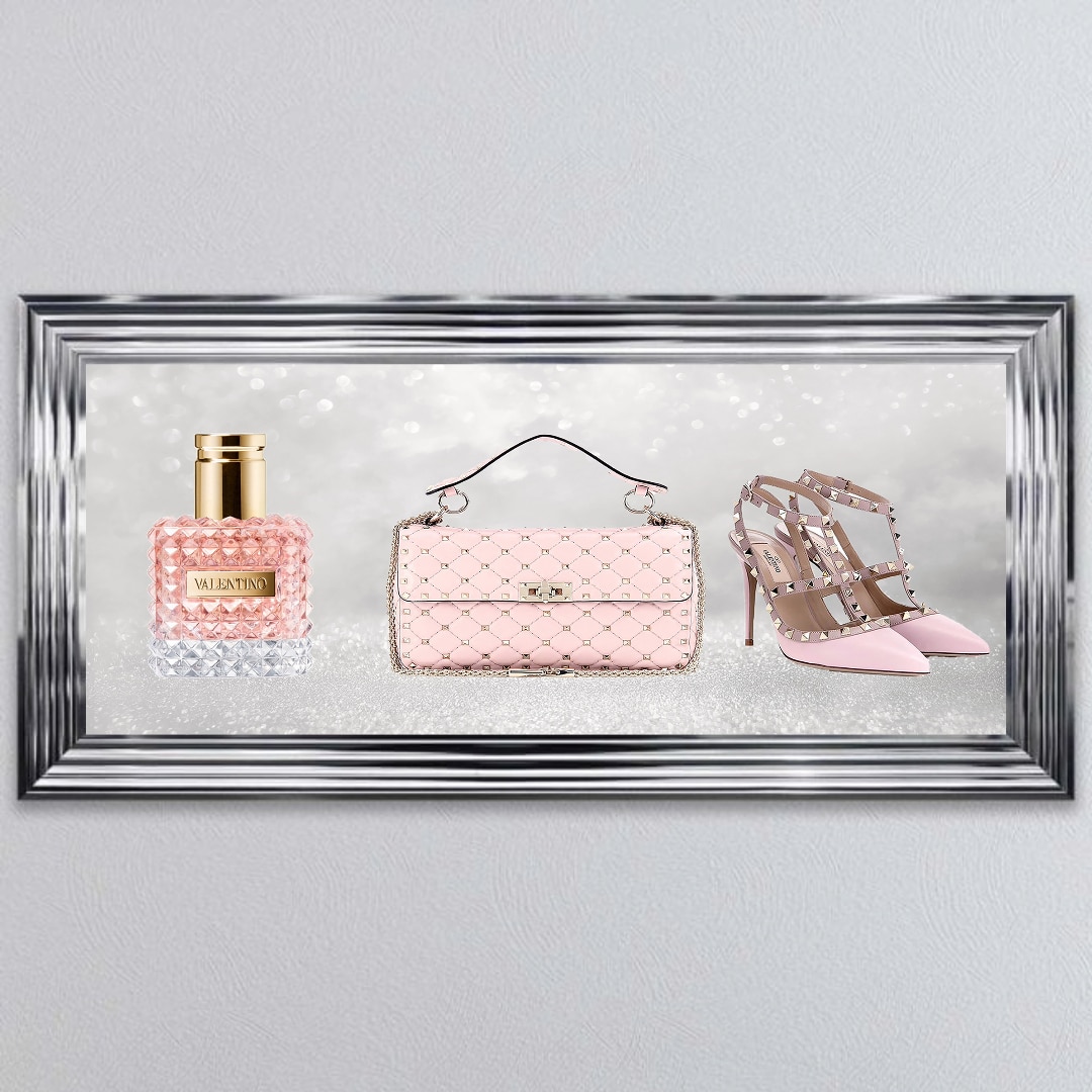 Untitled - 2023-09-26T082435.820 Valentino Perfume, Handbag and Shoe - Framed wall art