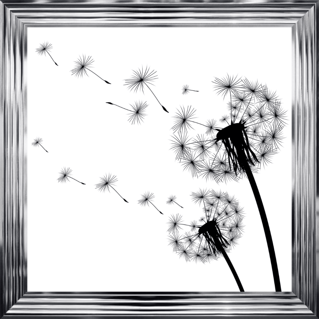 Dandelions Blowing left In the Wind - Framed Wall Art