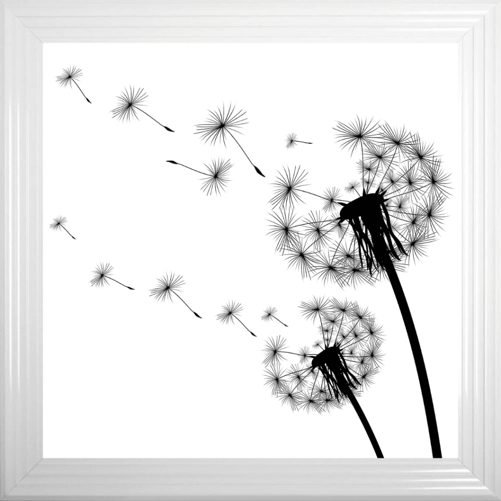 Dandelions Blowing left In the Wind - Framed Wall Art
