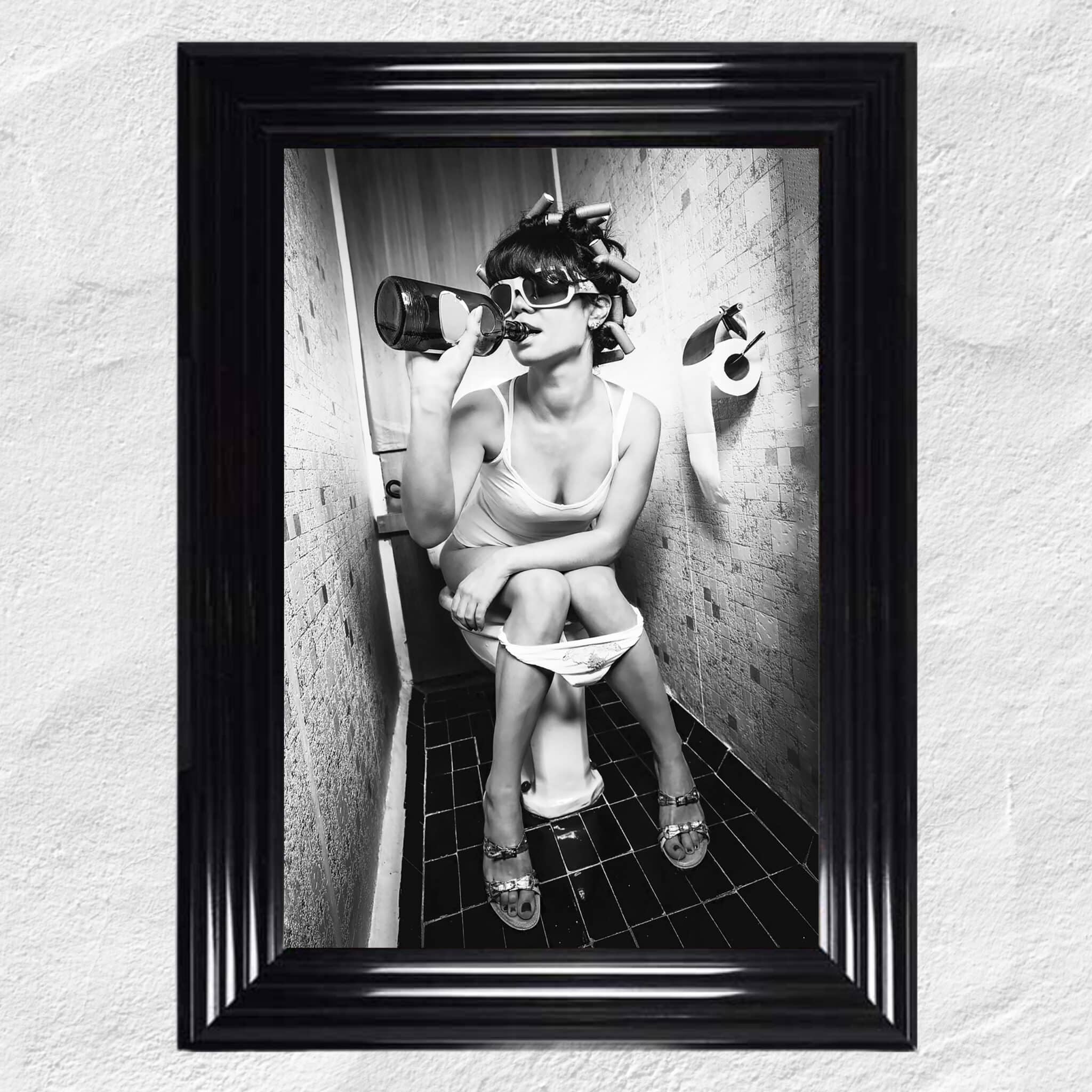 My project-1 (96) Drinking on the Toilet - Framed wall art