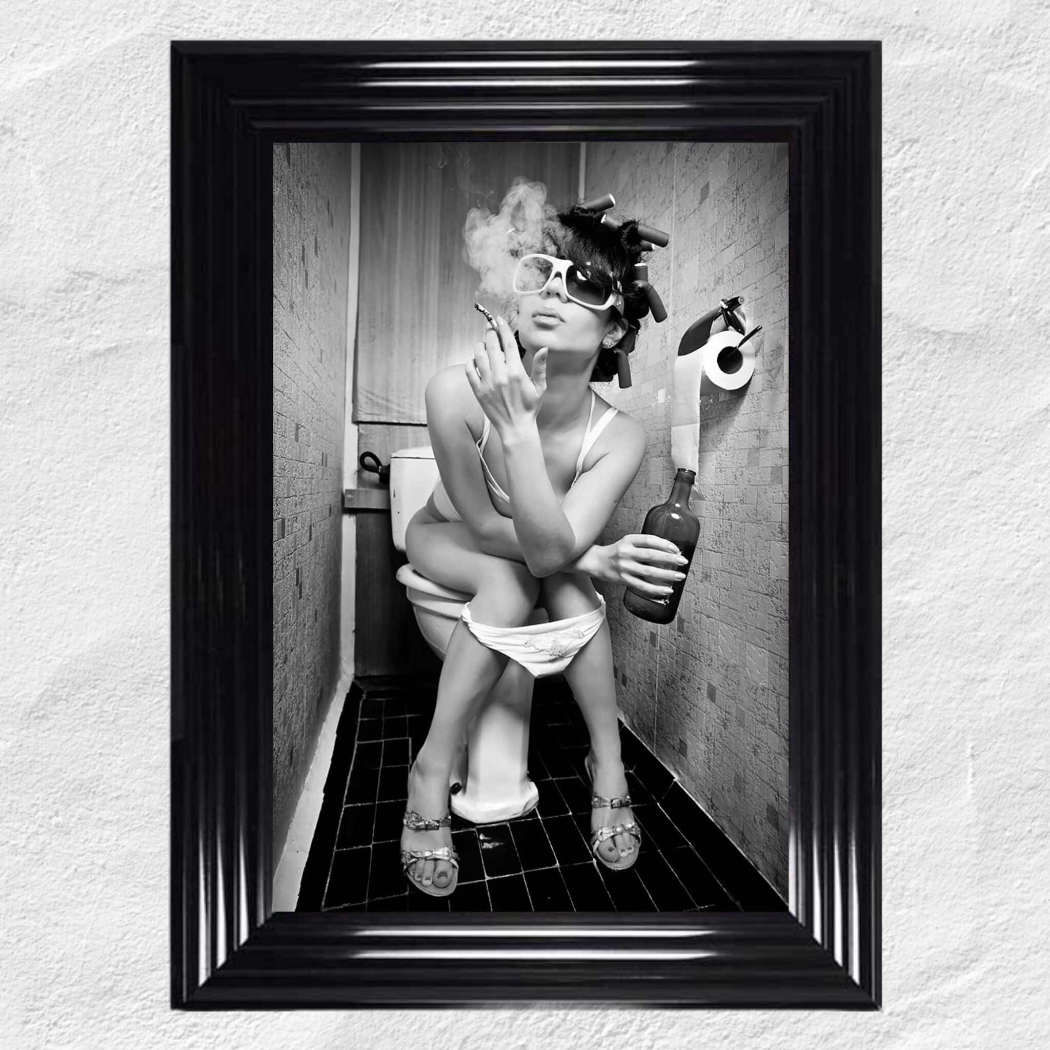 My project-1 (97) Smoking on the Toilet - Framed wall art