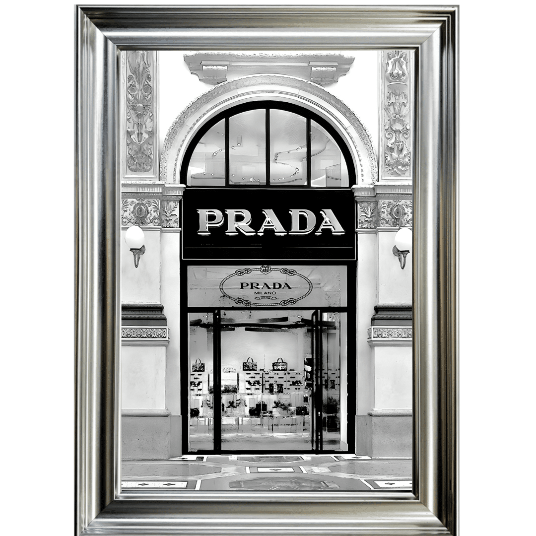 Untitled - 2024-11-23T121539.482 Prada shop Front with Silver Background - Wall Art