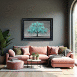 Teal Cherry Tree - Framed Wall Art for Living Rooms - Image 3