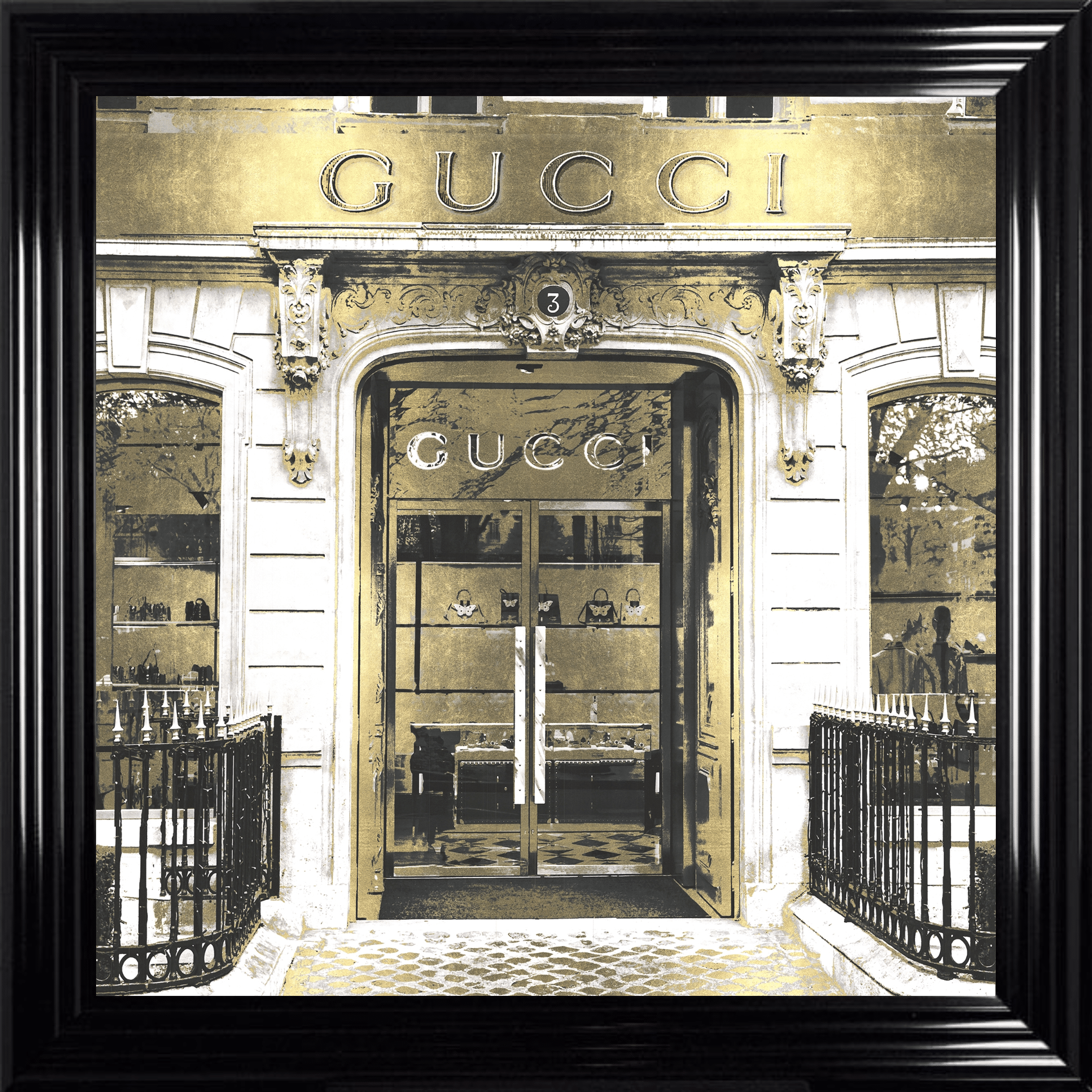 Untitled-4 (80) Gucci Shop Front with Gold Background - Wall Art