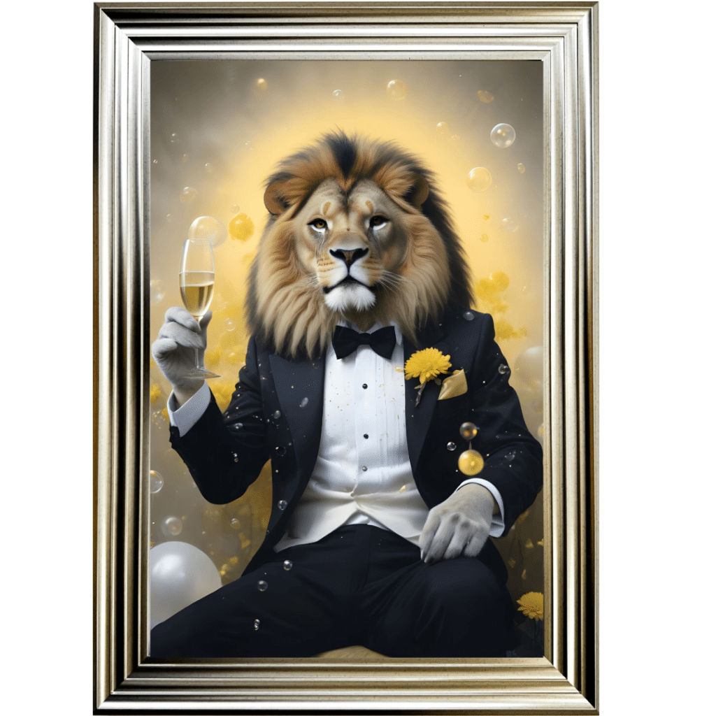 Yellow Lion - Framed Animal Wall Art
