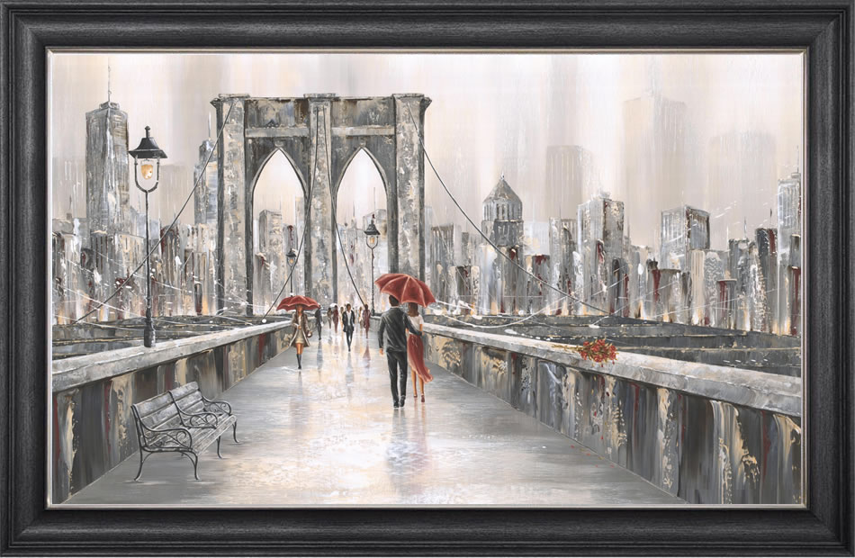 Roses on the Brooklyn Bridge - Framed Wall Art