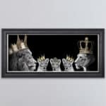 Lion Family with 2 Boy and a Girl Cub - Framed Wall Art