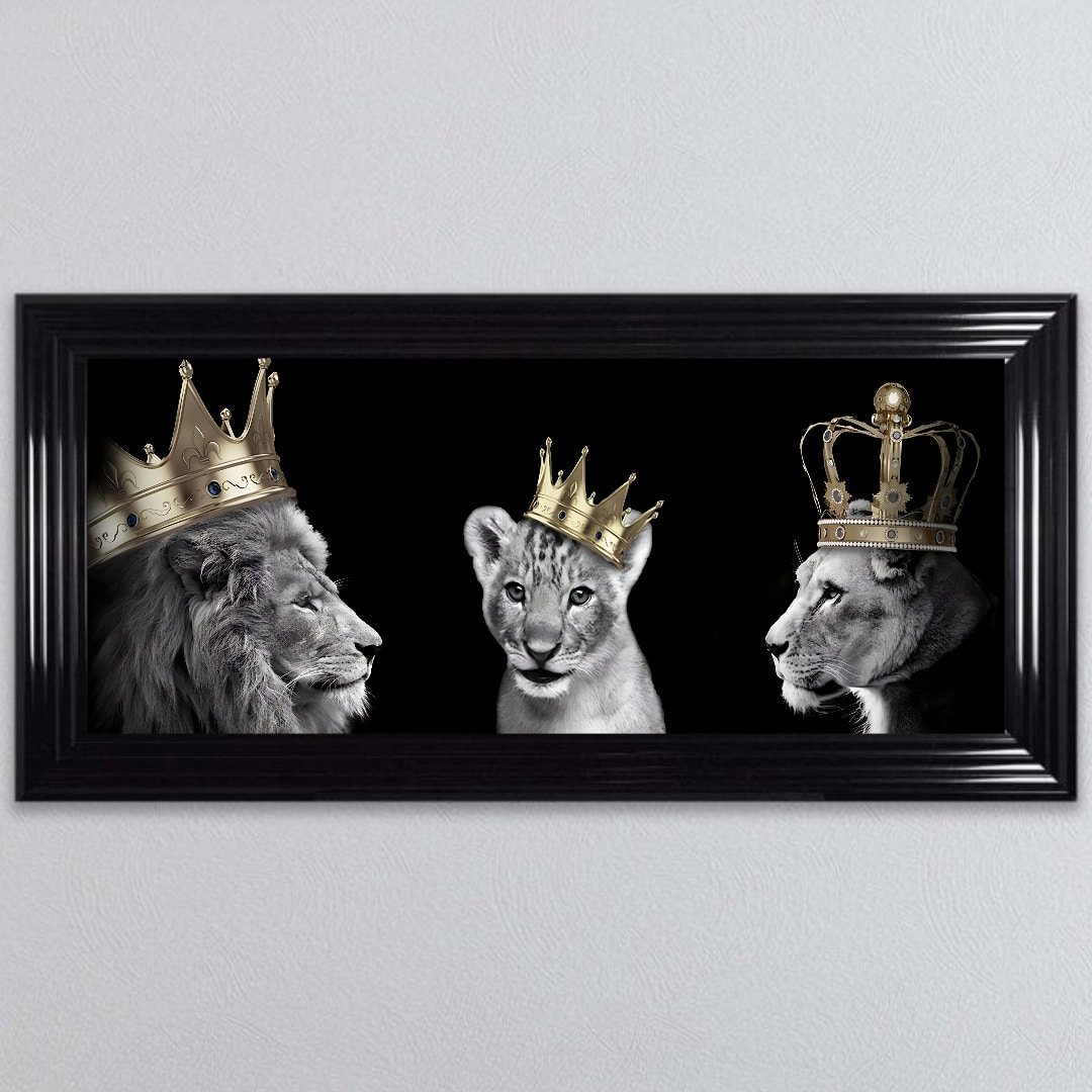 Untitled - 2023-09-19T142156.327 Lion Family with Boy Cub - Framed Wall Art