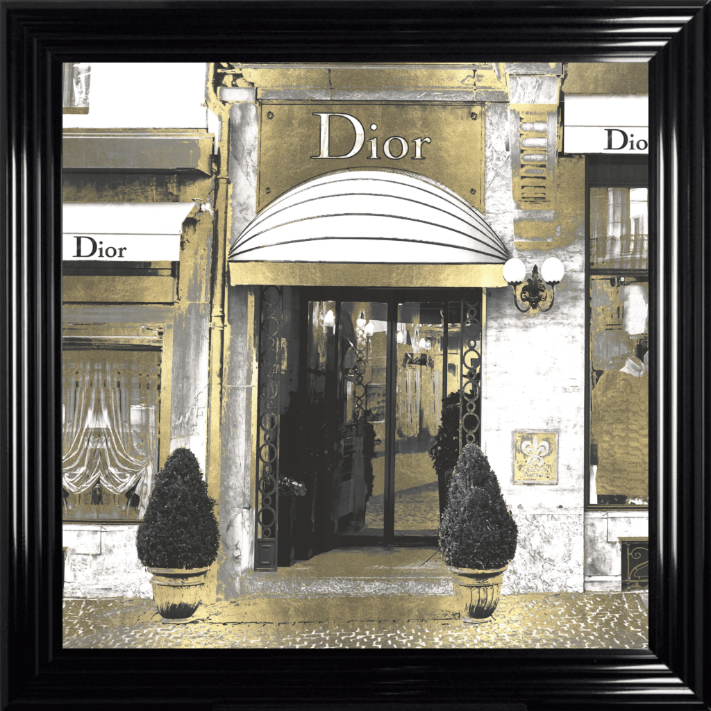 Dior Shop Front with Gold Background - Wall Art