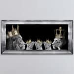 Lion Family with 3 Boy Cubs - Framed Wall Art