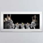 Lion Family with 3 Boy Cubs - Framed Wall Art
