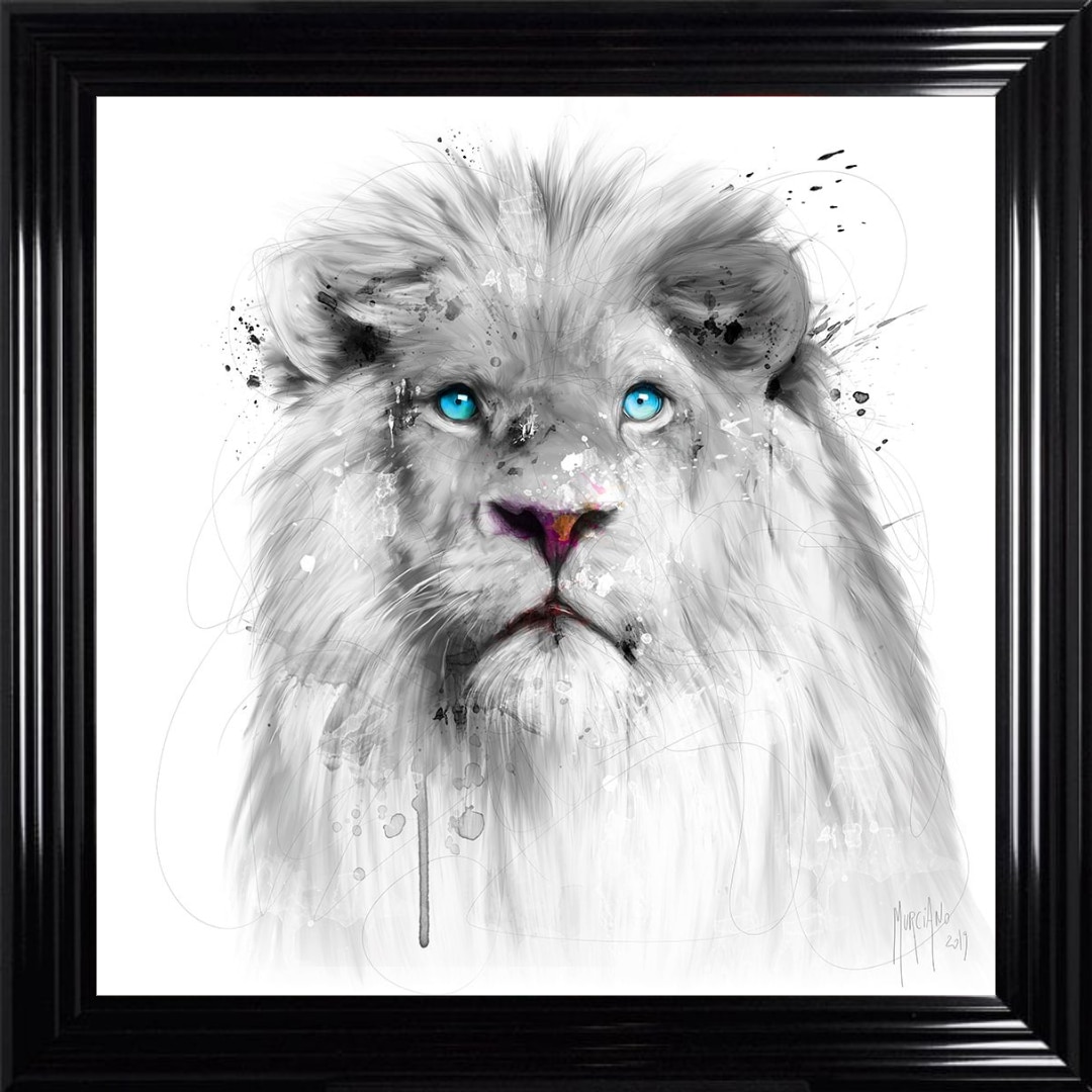Untitled - 2023-10-12T133903.993 White Lion - Framed Wall Art by Patrice Murciano