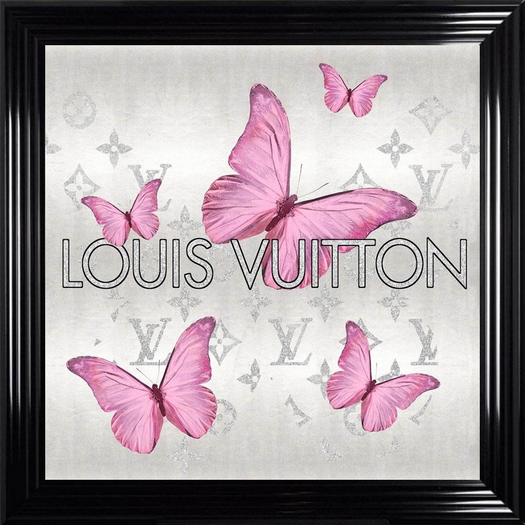 Untitled - 2023-10-15T094923.925 Louis Vuitton Pink Butterflies - Framed Wall Art