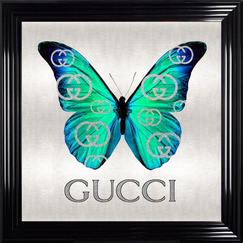 Gucci Emerald Green Butterfly - Framed Wall Art