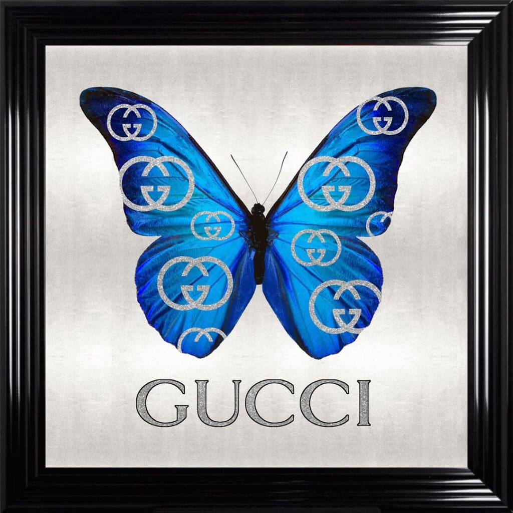 Gucci Royal Blue Butterfly - Framed Wall Art