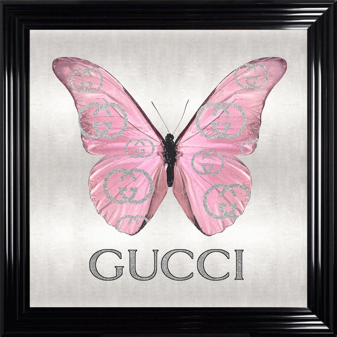 Untitled - 2023-10-15T101201.567 Gucci Pink Butterfly - Framed Wall Art