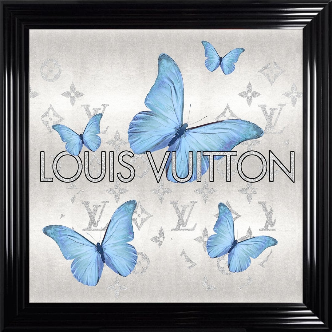 Untitled - 2023-10-15T101350.555 Louis Vuitton Tiffany Blue Butterflies - Framed Wall Art