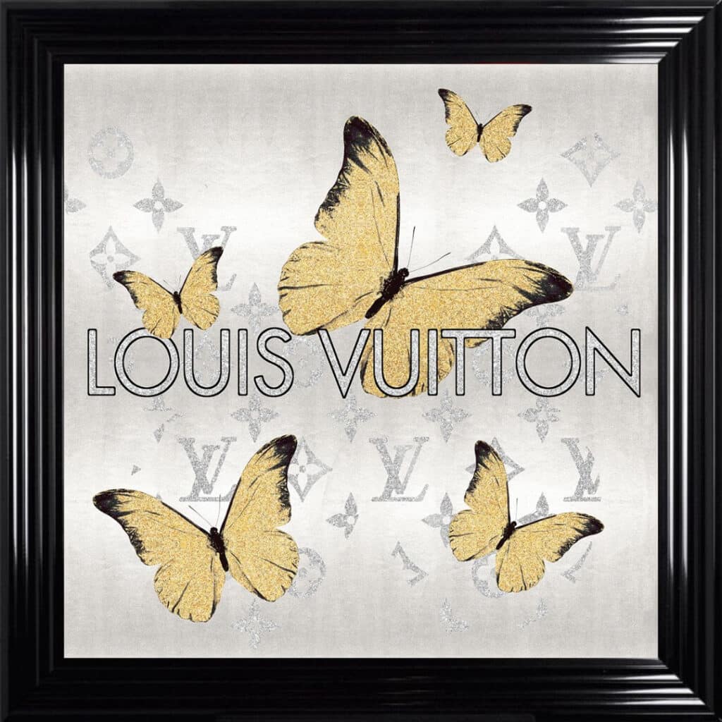 Louis Vuitton Gold Butterflies - Framed Wall Art