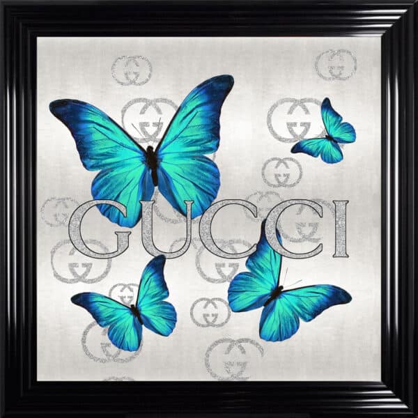 Gucci Emerald Green Butterflies - Framed Wall Art