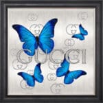 Gucci Royal Blue Butterflies - Framed Wall Art
