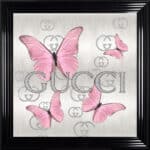 Gucci Pink Butterflies - Framed Wall Art