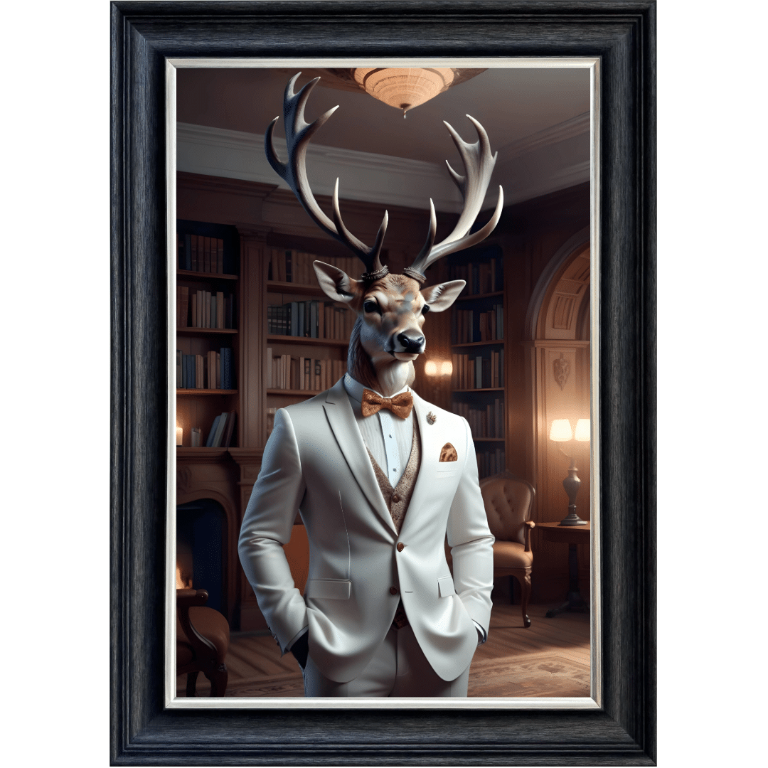 Untitled (17) Stag in suit - Framed Animal Wall Art