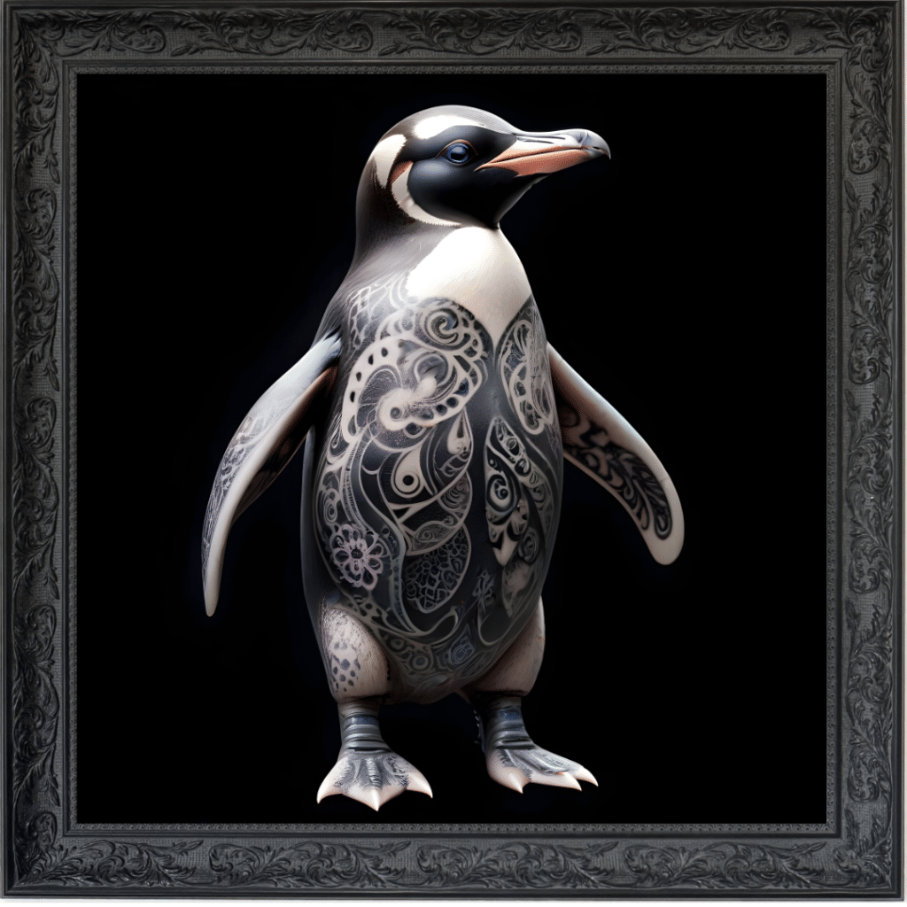 Tattooed Penguin - Framed Animal Wall Art