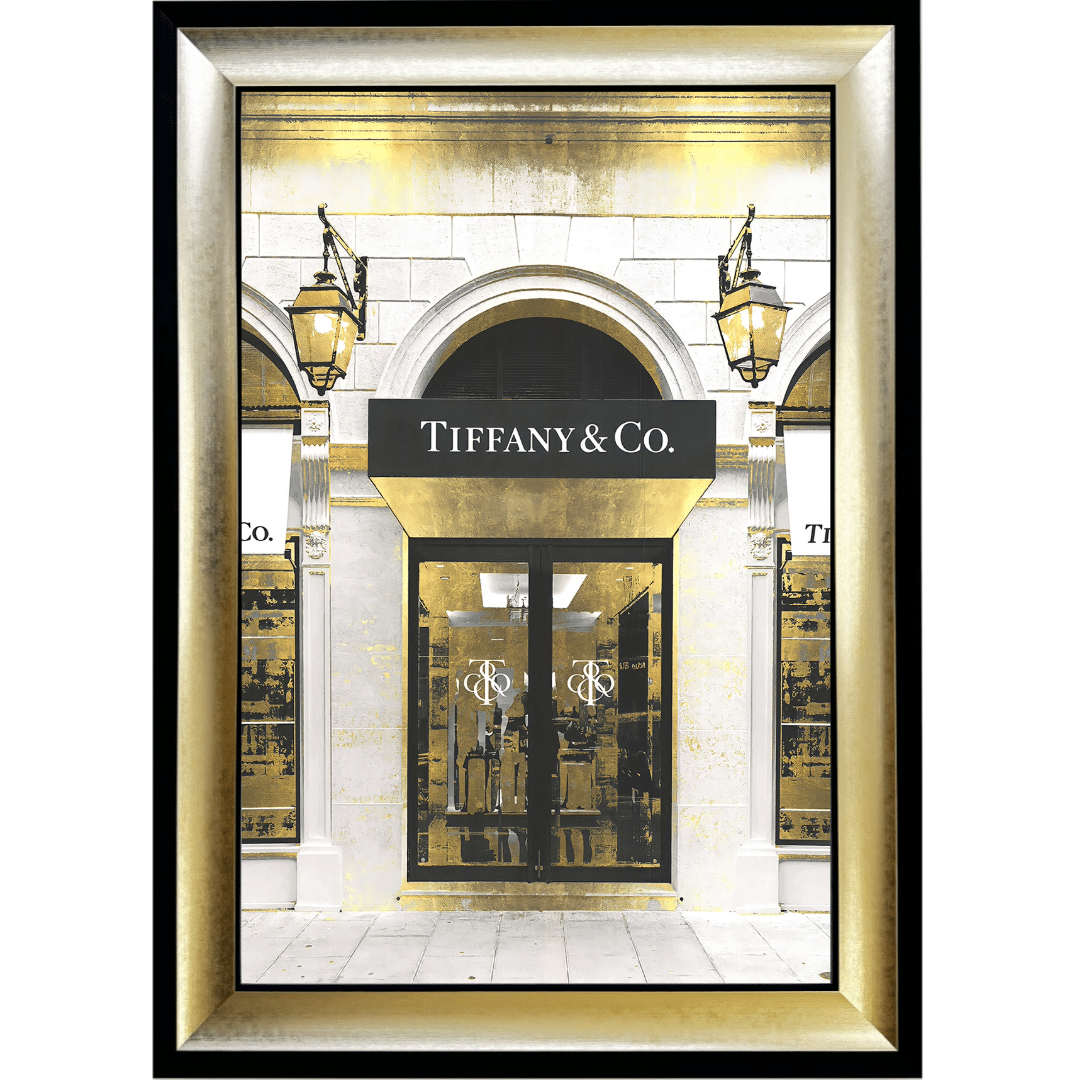 Untitled - 2024-11-23T122649.356 Tiffany & Co Shop Front with Gold Background - Wall Art