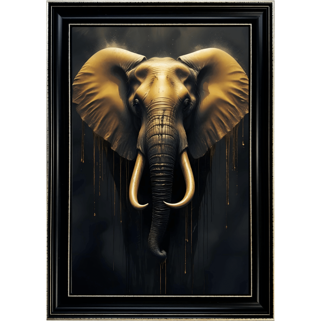 Untitled - 2025-01-09T143702.254 Black and Gold Elephant - Framed Animal Wall Art
