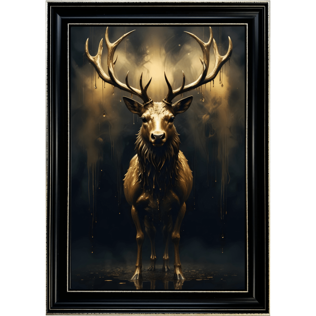 Untitled - 2025-01-09T144114.029 Black and Gold Stag - Framed Animal Wall Art