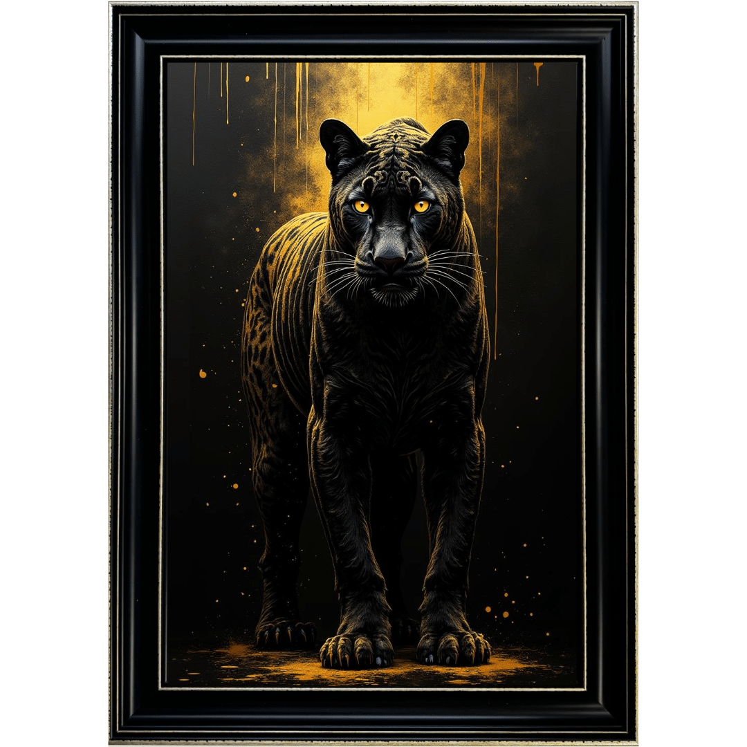 Untitled - 2025-01-17T153930.008 Black and Gold Panther II - Framed Animal Wall Art