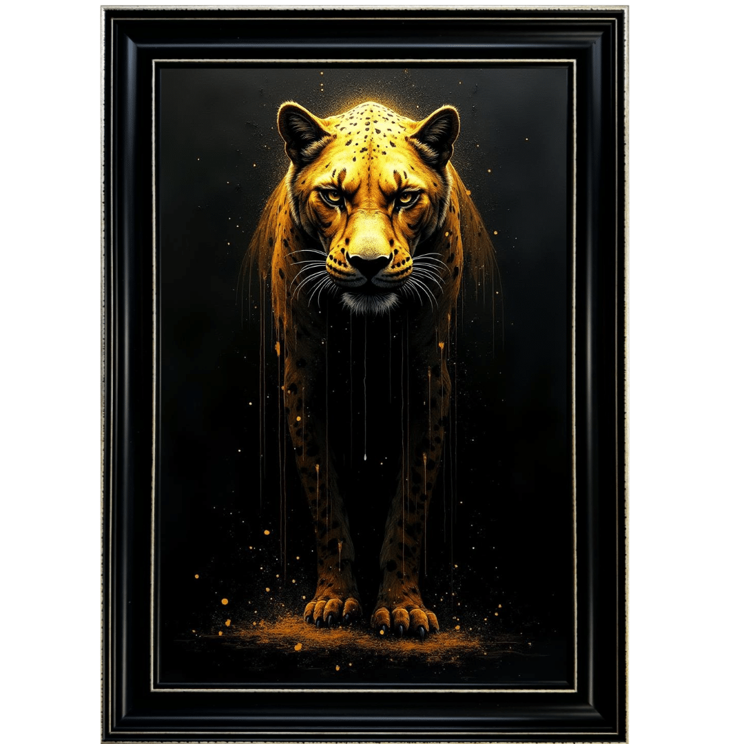 Untitled - 2025-01-17T154428.031 Black and Gold Leopard - Framed Animal Wall Art