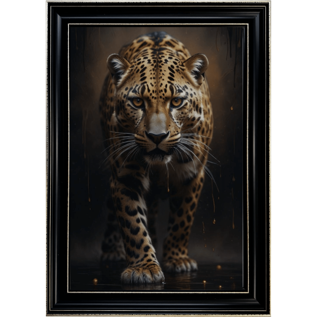 Untitled - 2025-01-29T151836.306 Black and Gold Leopard II - Framed Animal Wall Art