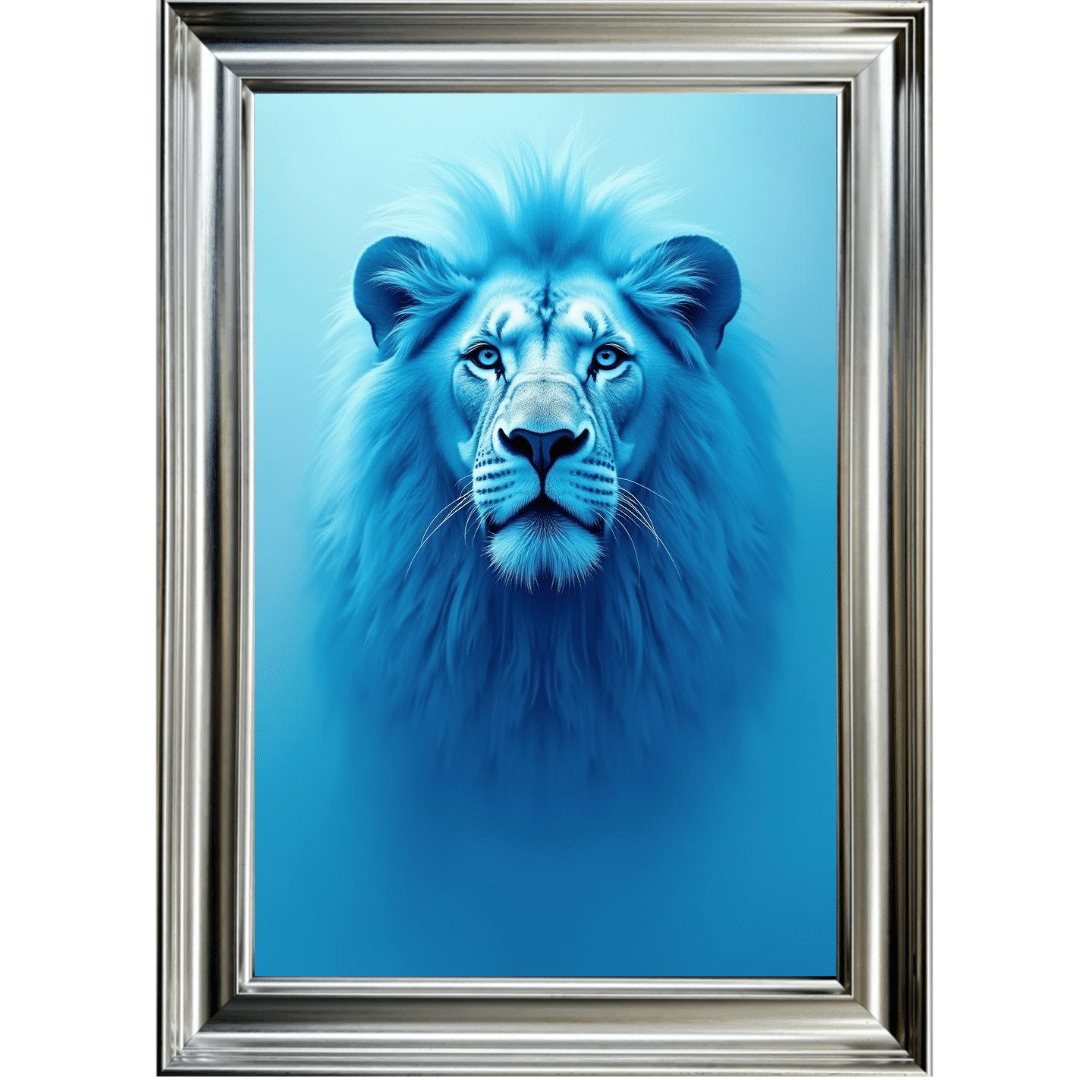 Untitled - 2025-01-29T155144.577 Lion in the Blue mist - Framed Animal Wall Art