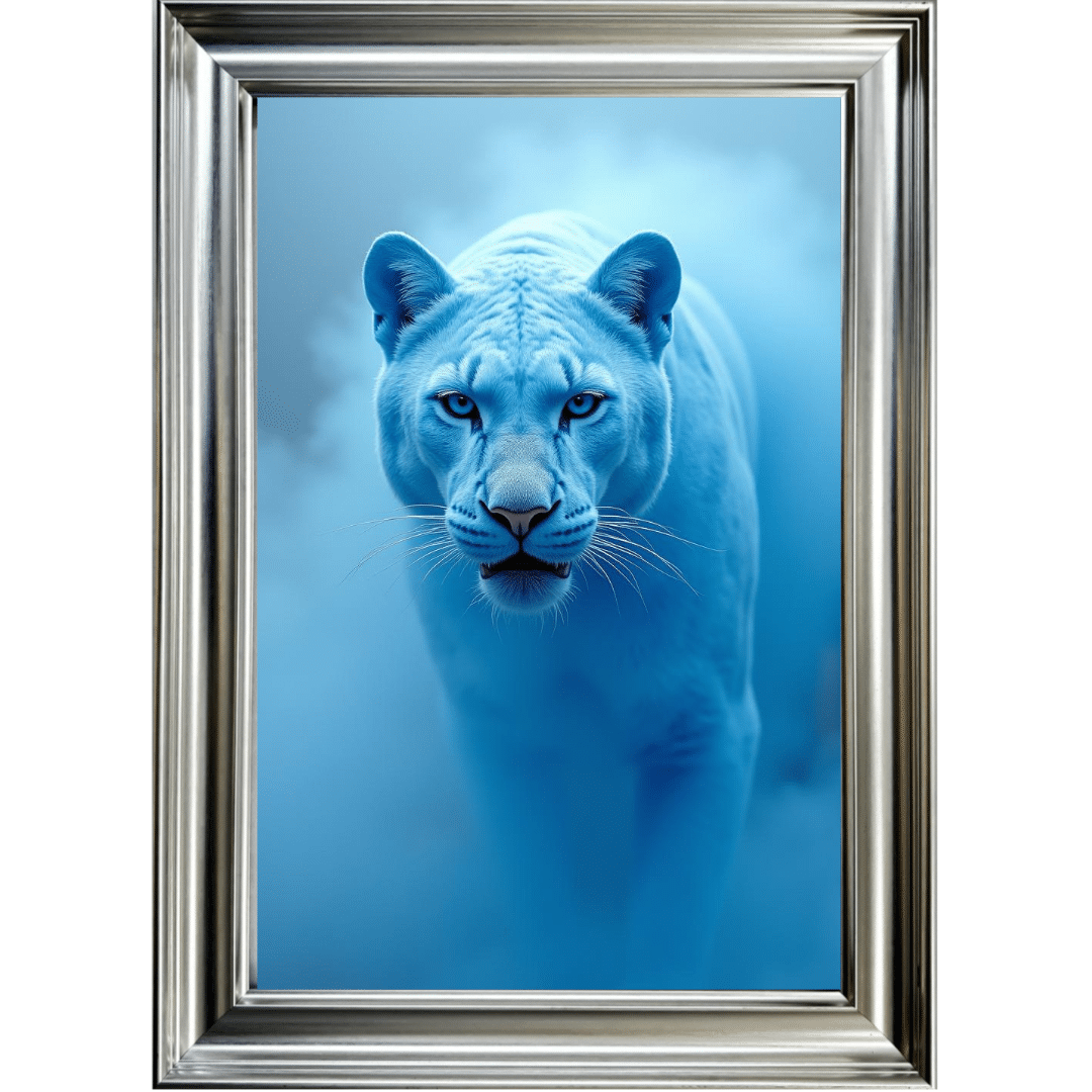 Untitled - 2025-01-30T104234.781 Lioness in the Blue mist - Framed Animal Wall Art