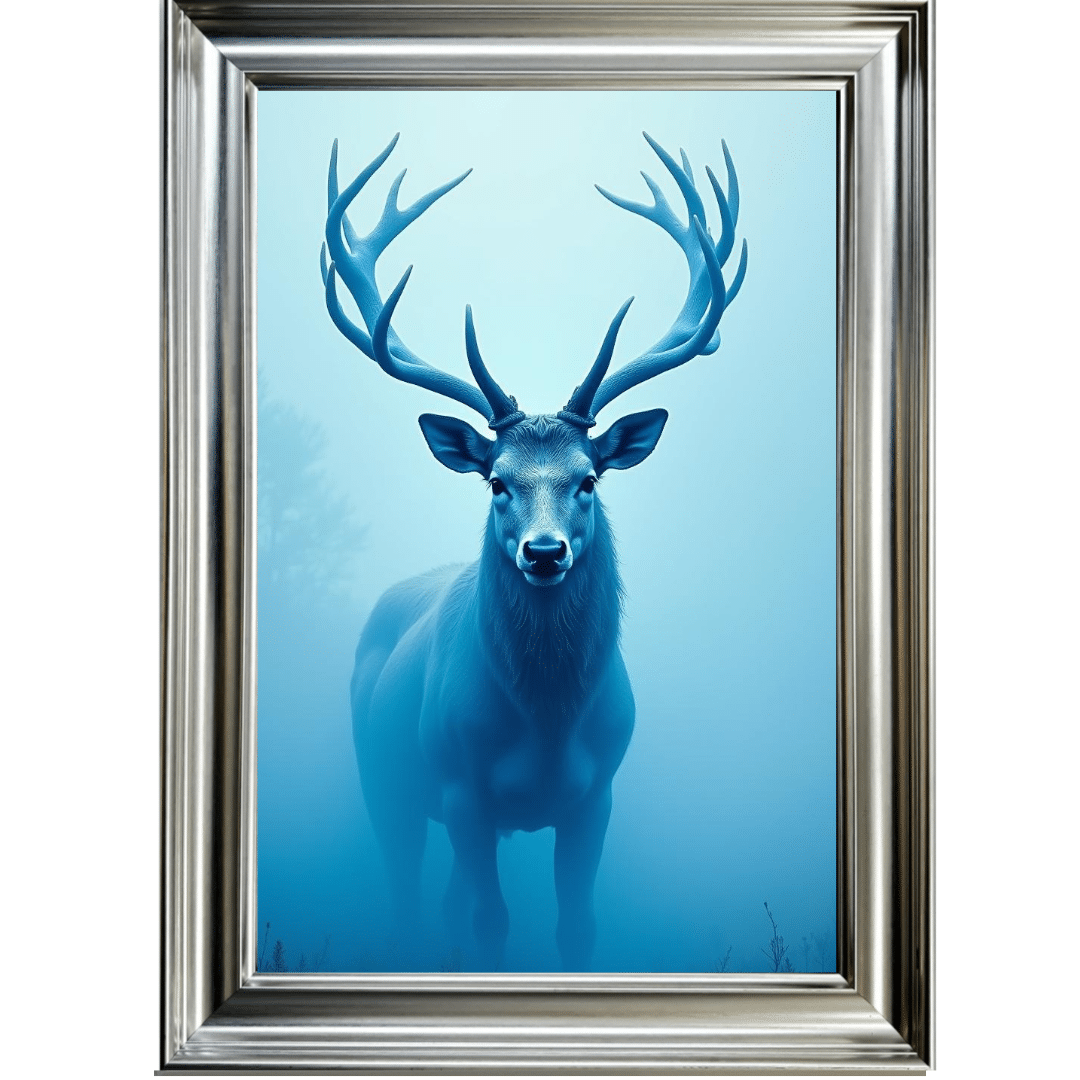 Untitled - 2025-01-30T104747.807 Stag in the Blue mist - Framed Animal Wall Art