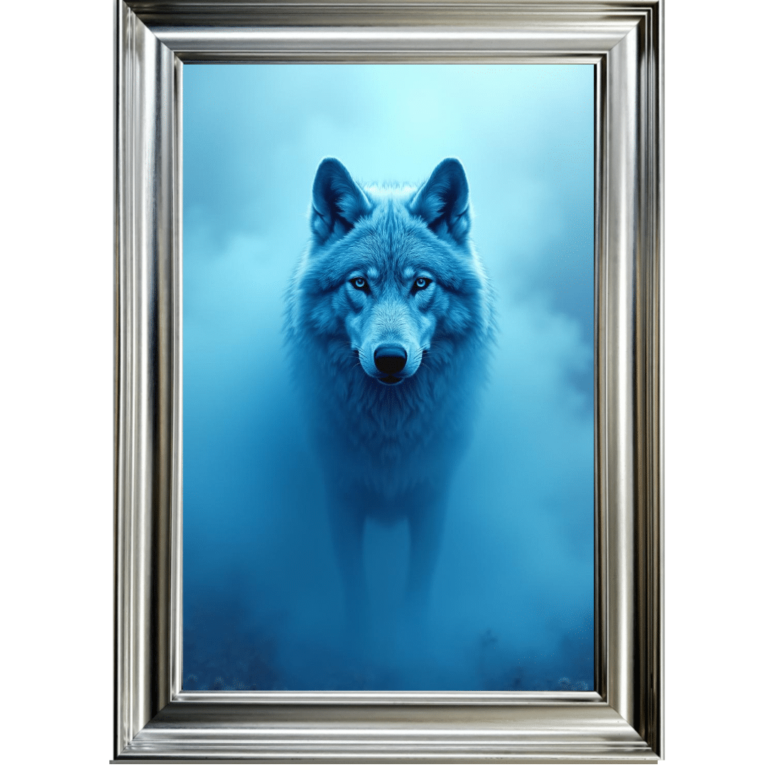 Untitled - 2025-01-30T104806.947 Wolf in the Blue mist - Framed Animal Wall Art