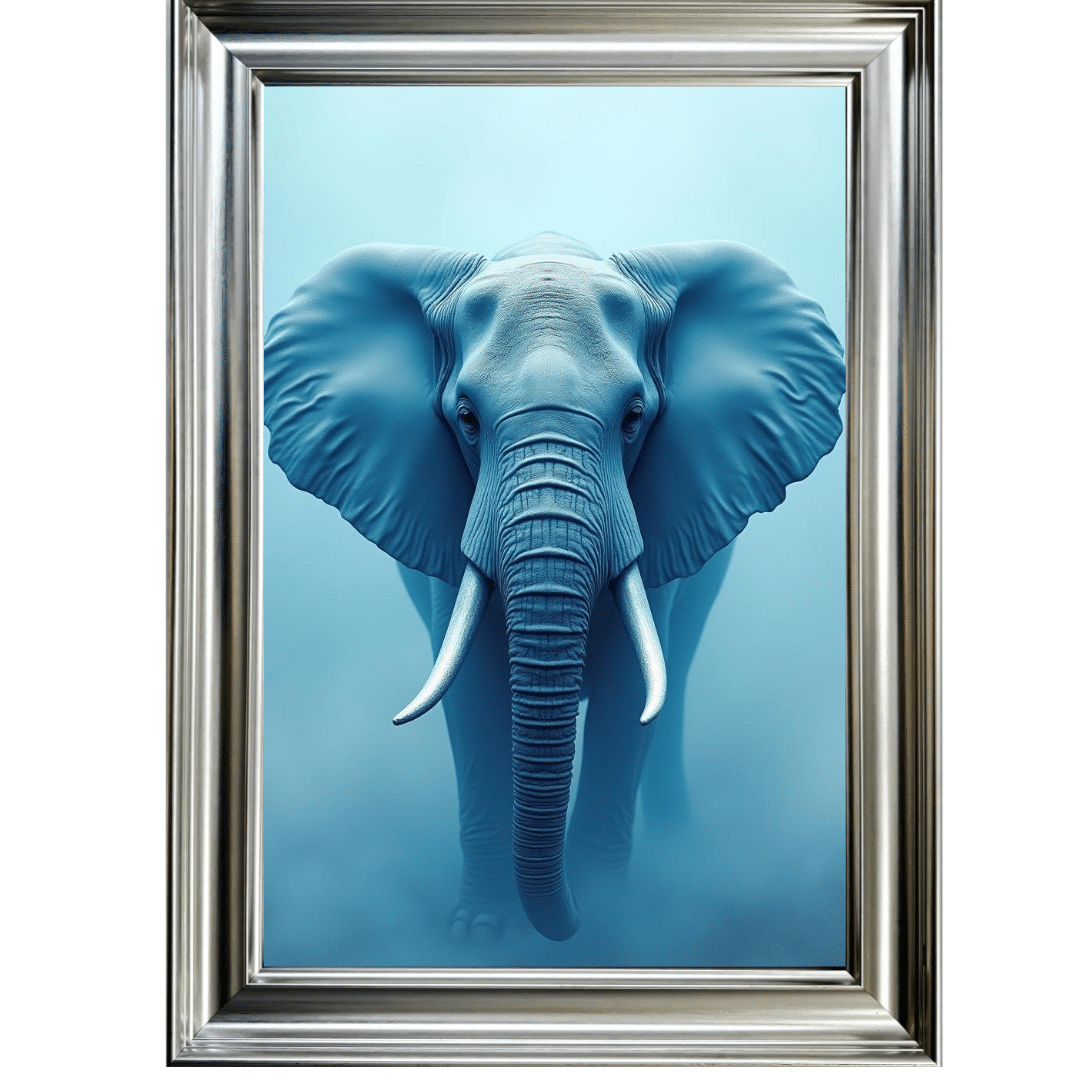 Untitled - 2025-01-30T110246.489 Elephant in the Blue mist - Framed Animal Wall Art