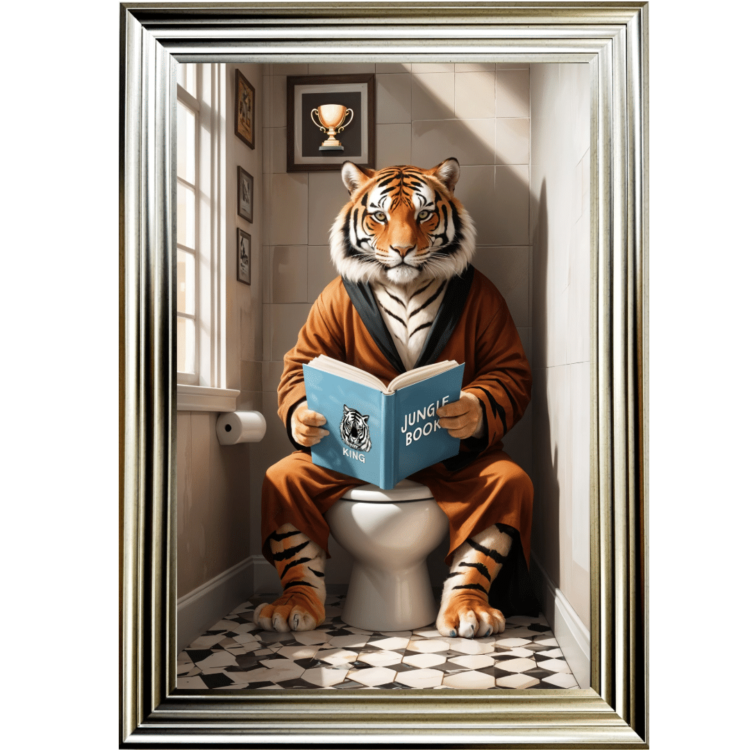 Untitled - 2025-02-07T165932.603 Tiger on the toilet - framed wall art