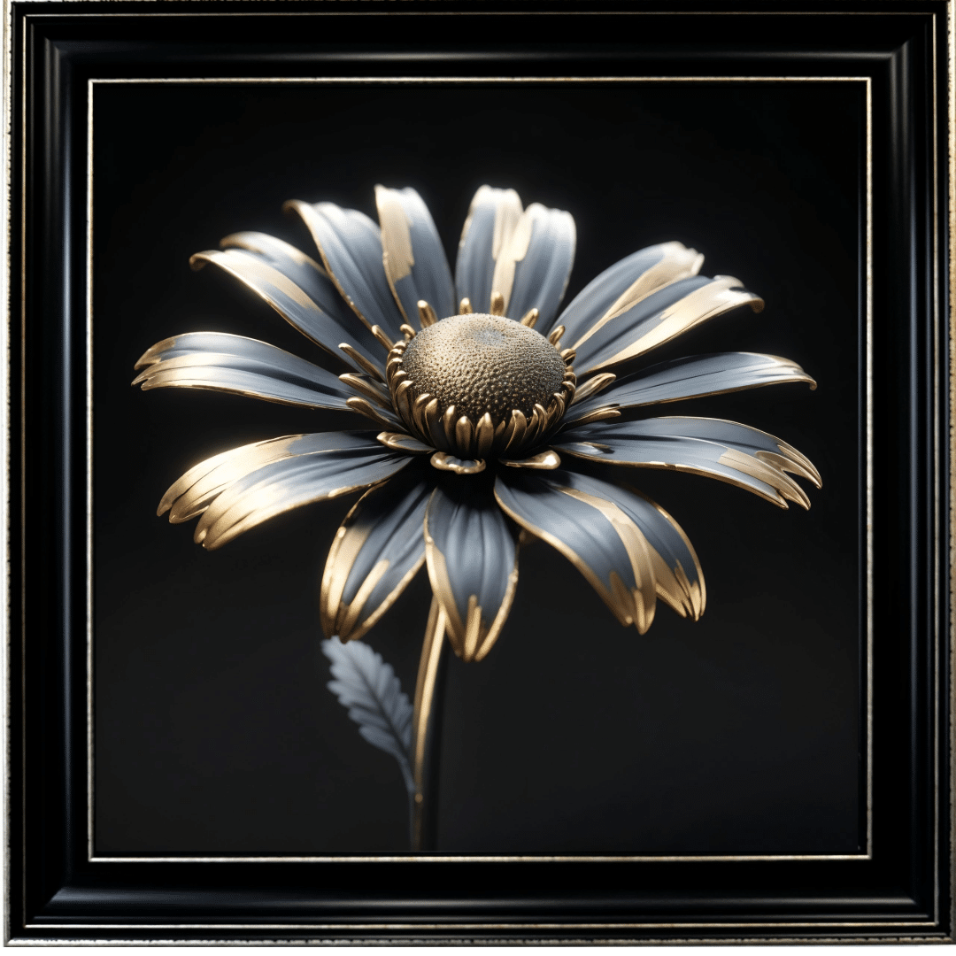 Untitled - 2025-02-18T132610.303 Black and Gold Metal Daisy - Framed Wall Art