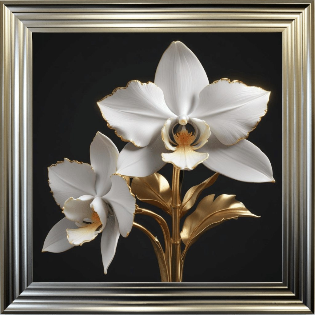 White and Gold Orchid- Framed Wall Art