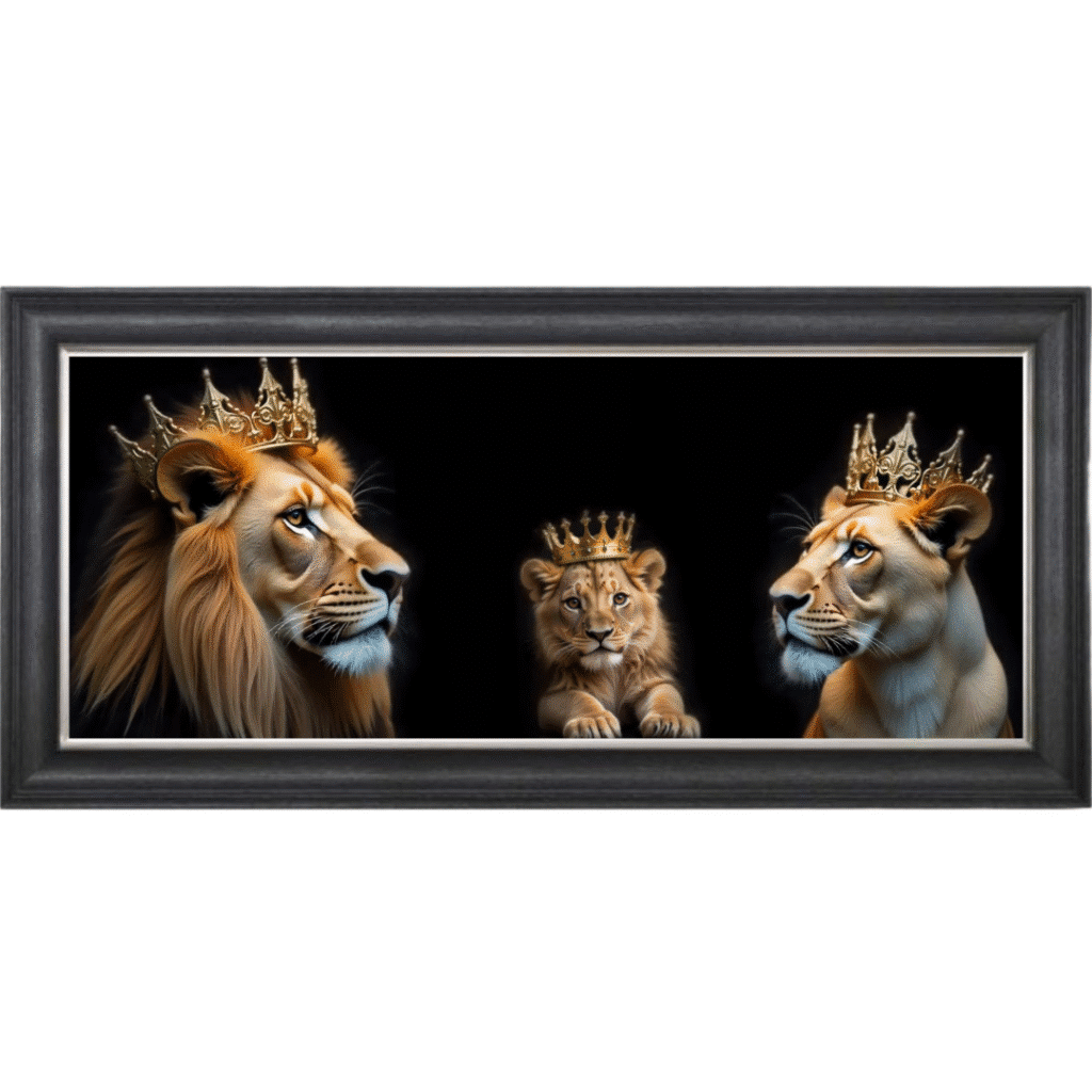 Royal Lion Family 1 Boy Cub - Framed Wall Art