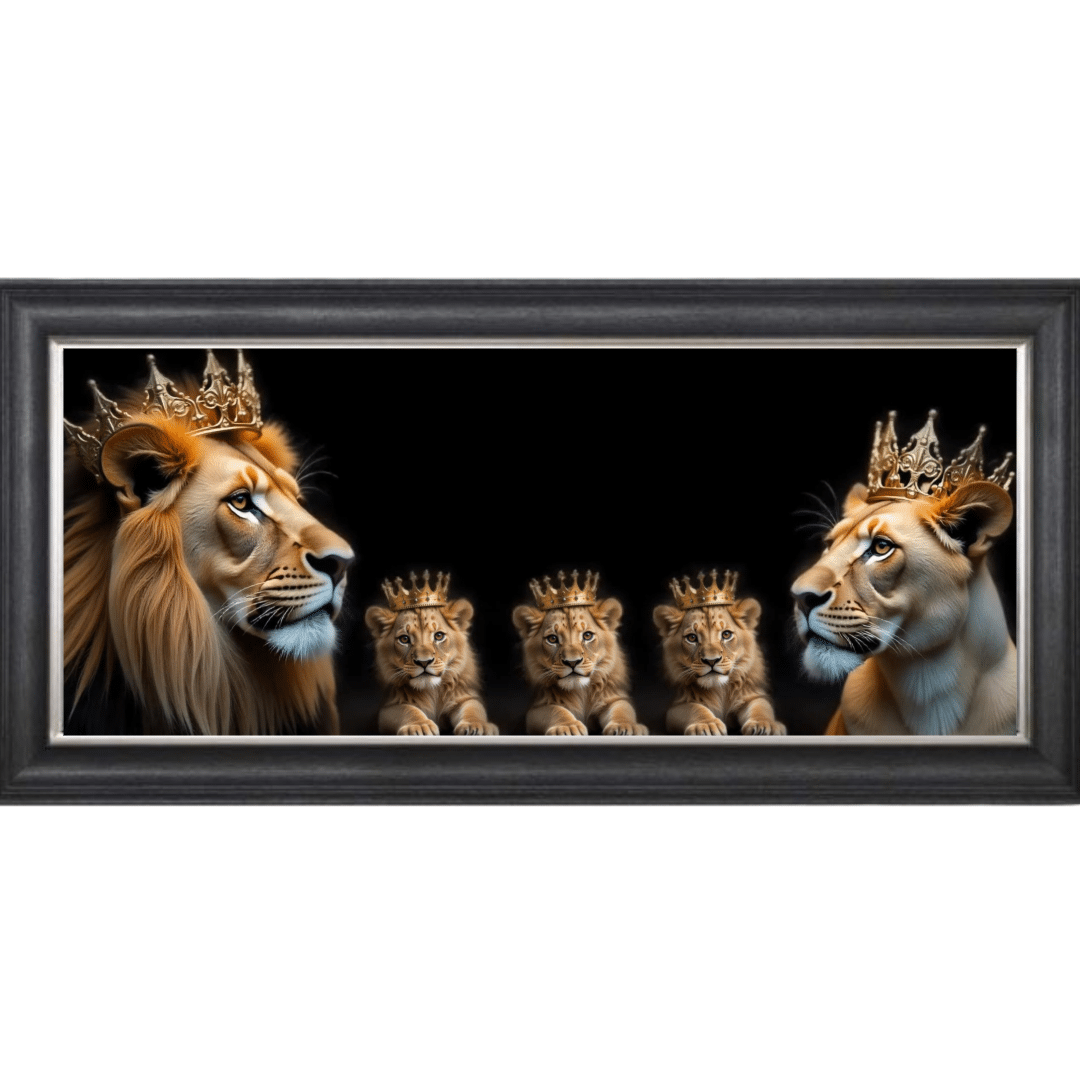 Untitled - 2025-05-19T131505.918 Royal Lion Family 3 Boy Cubs - Framed Wall Art