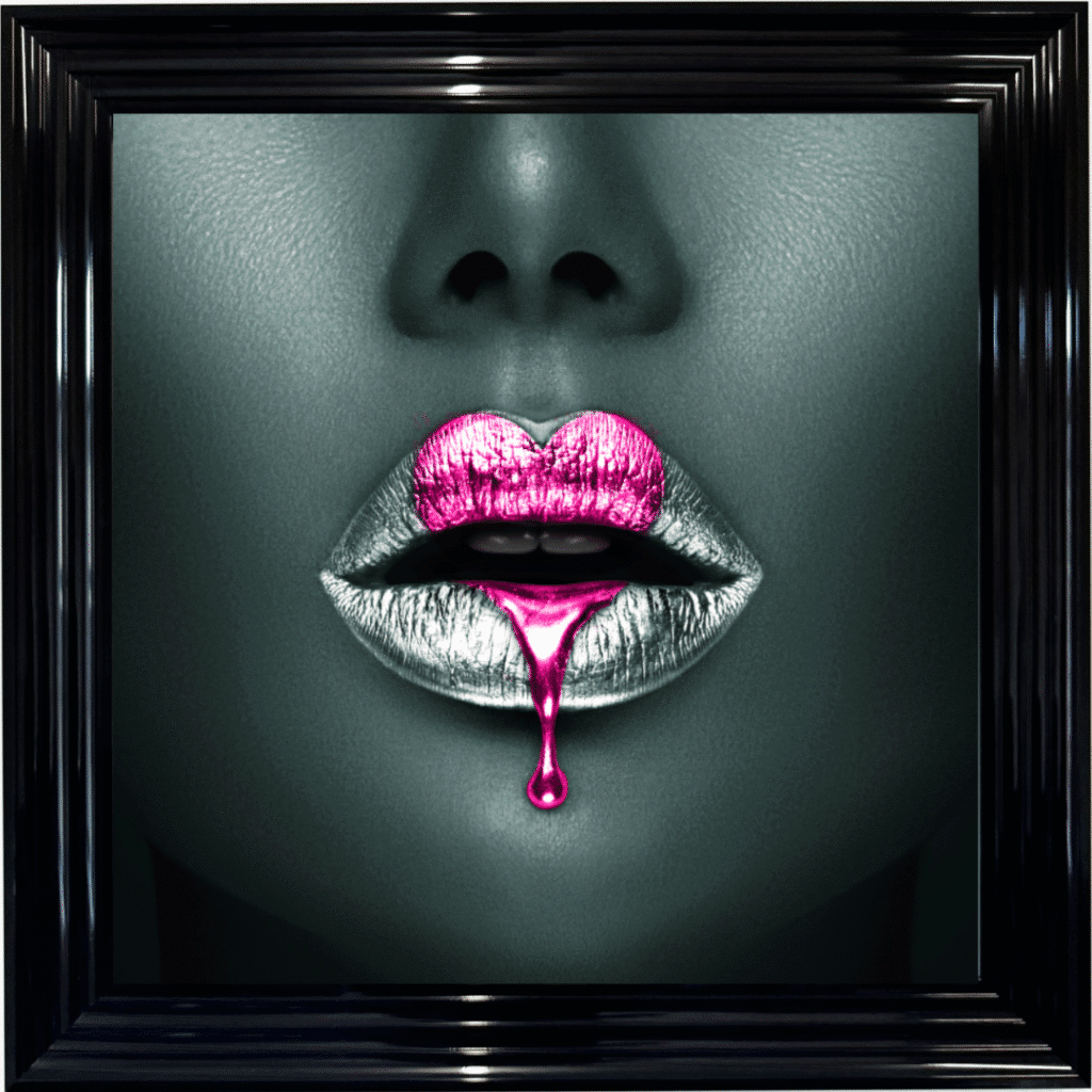 Loveheart Pink Lips - Framed wall art