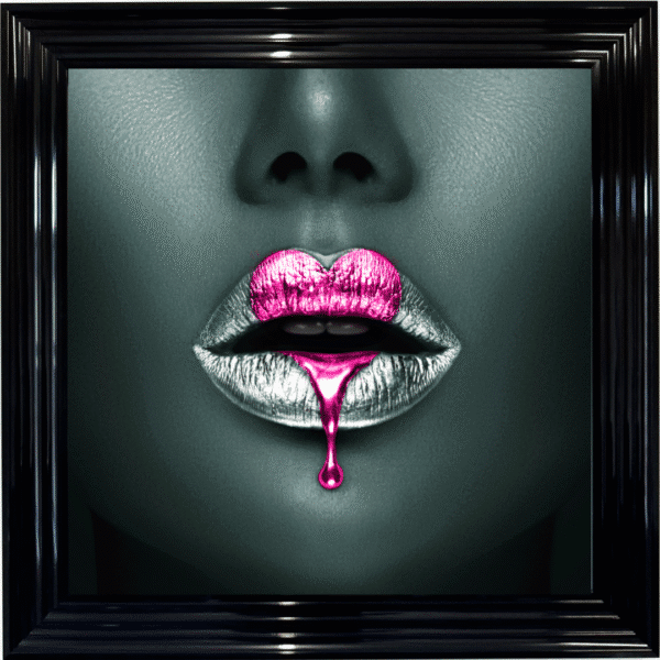 Loveheart Pink Lips - Framed wall art
