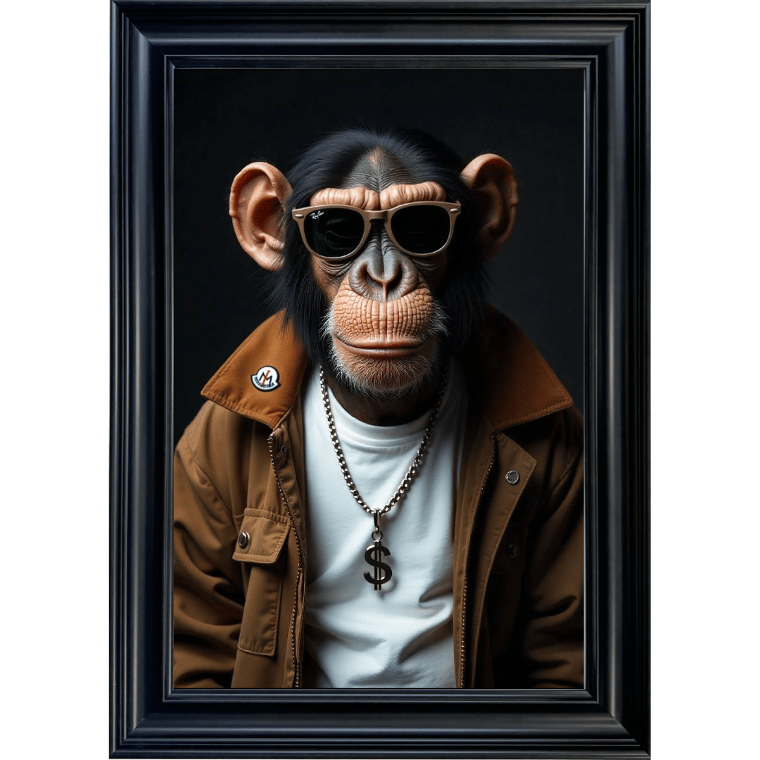 Untitled - 2025-06-30T140116.541 Chimp with shades - Framed Animal Wall Art