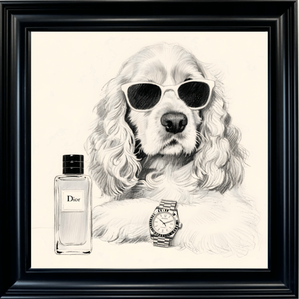 Spaniel puppy with attitude framed wall art
