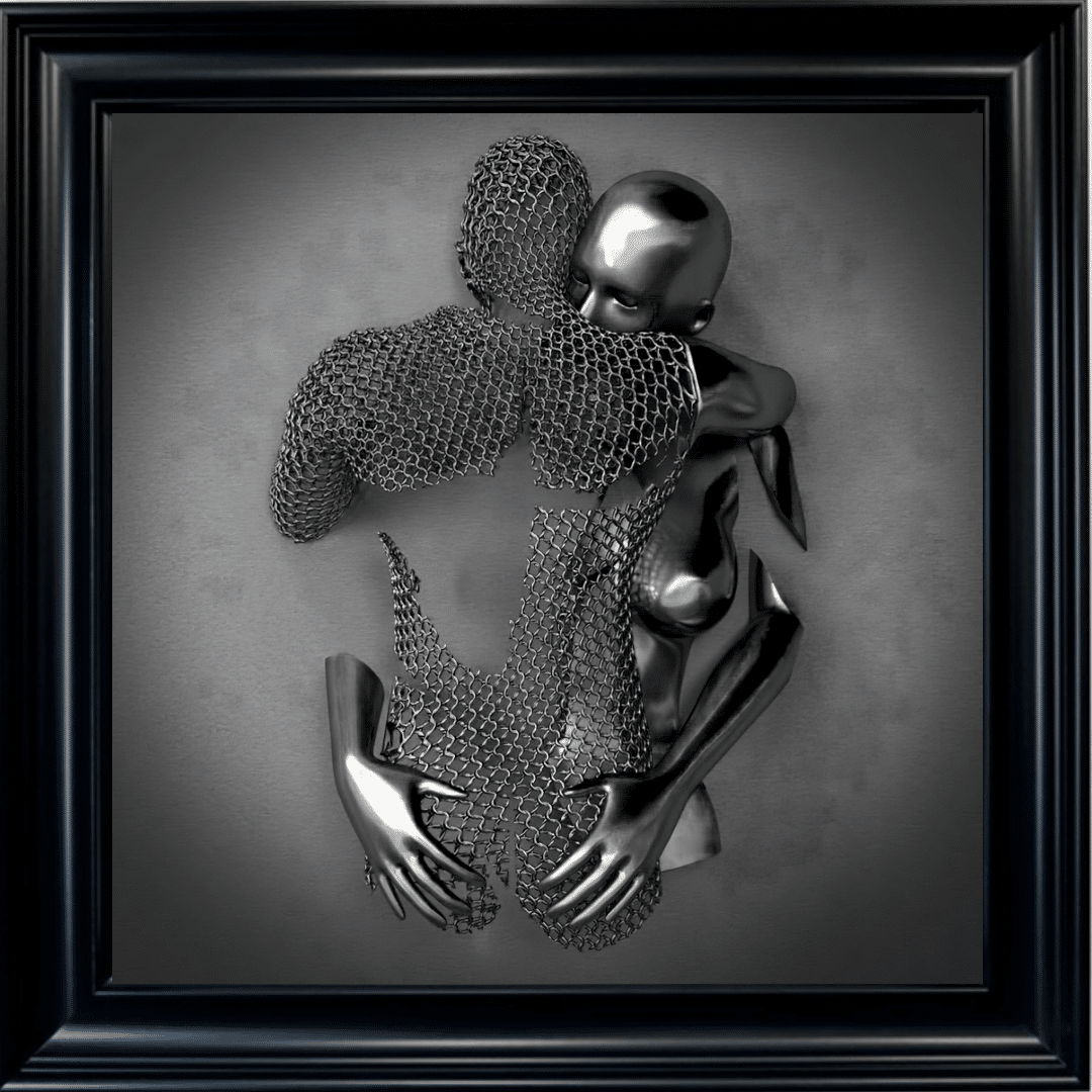Untitled - 2025-09-25T133114.735 Chained Embrace Charcoal - Framed Wall Art