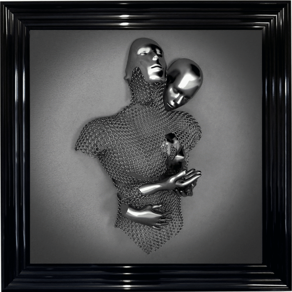 Chained Lovers Charcoal - Framed Wall Art